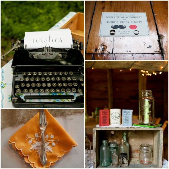 Hudson River Valley Wedding Reception Typewriter and Details