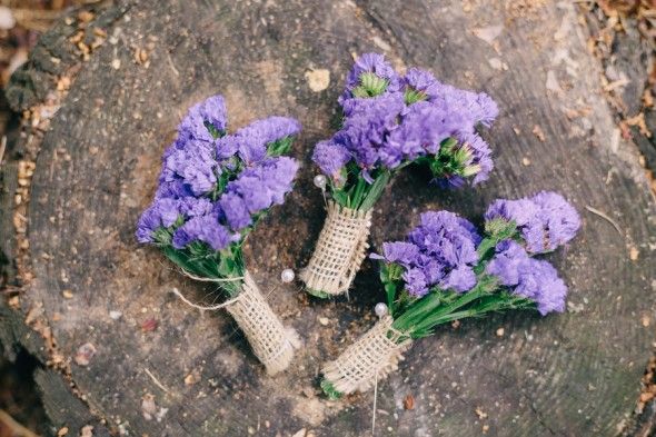 Purple Flower Wedding Boutonnieres