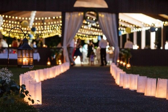 Candles Line Path to Wedding Reception