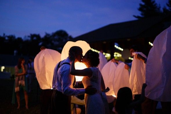 Bride + Groom with Sky Lanterns
