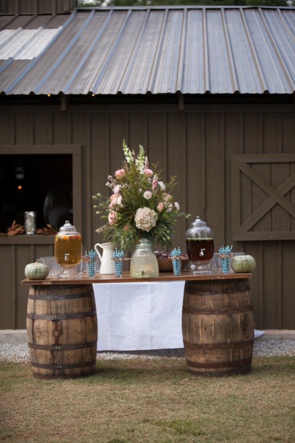Southern Wedding Barn Reception Drinks