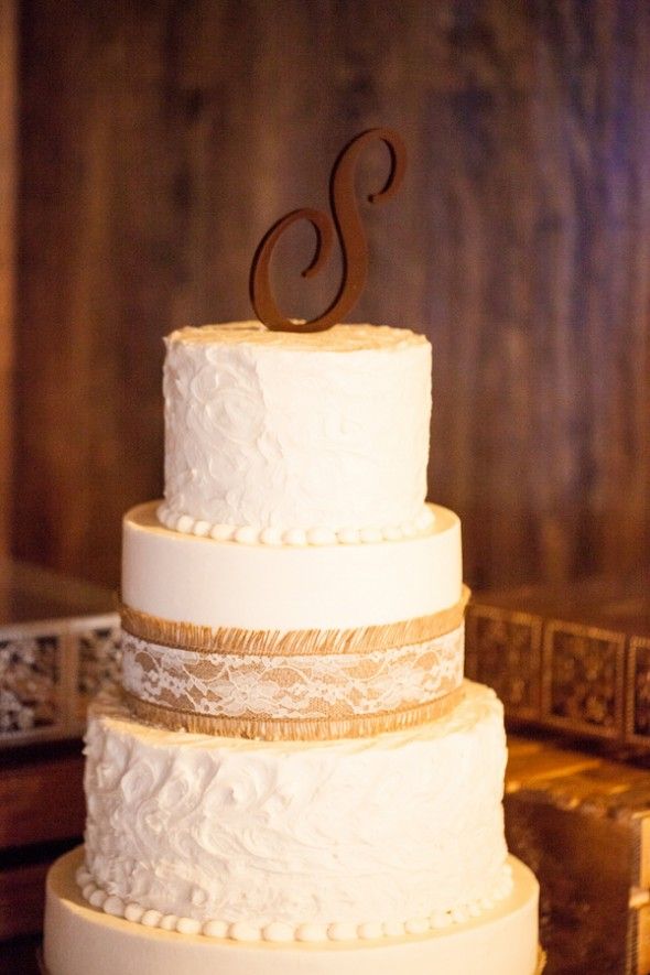 Wedding Cake with Initial Cake Topper