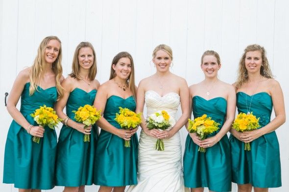 Country Bridesmaids Teal Dresses