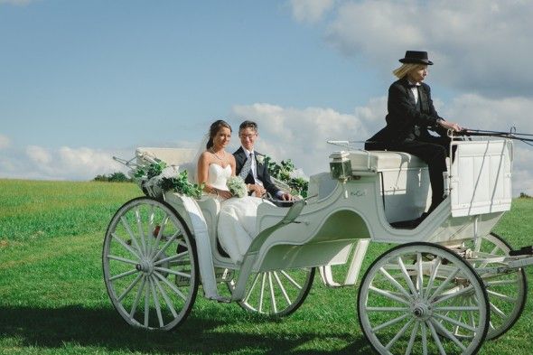 Bride Arriving in Horse Drawn Carriage