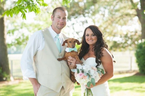 Country  Wedding Couple with their Dog
