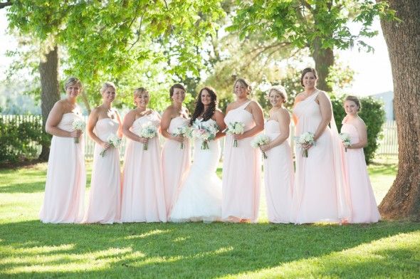 Long Light Pink Bridesmaids Dresses