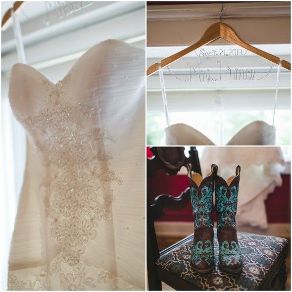 Beaded Wedding Dress and Cowboy Boots