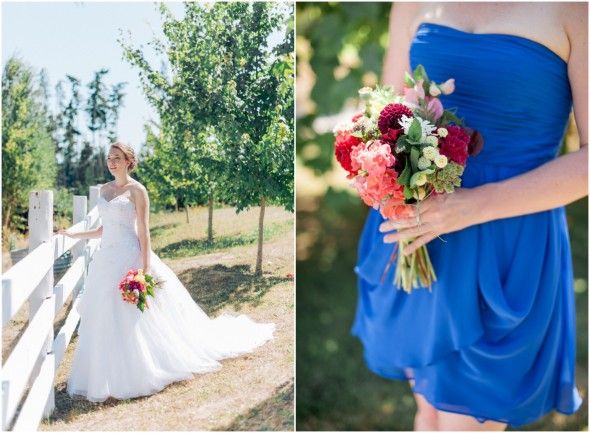 Country Bride + Royal Blue Bridesmaid Dress