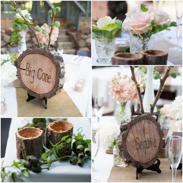 Wood Plaques for Table Numbers at Country Wedding