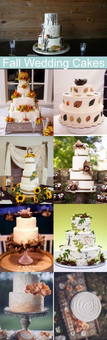 A great round-up of fall wedding cakes perfect for a fall, rustic or autumn wedding