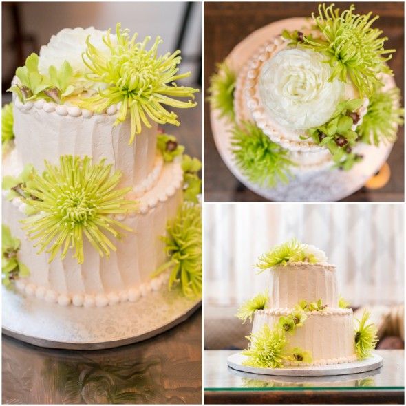 Wedding Cake with Light Green Flowers