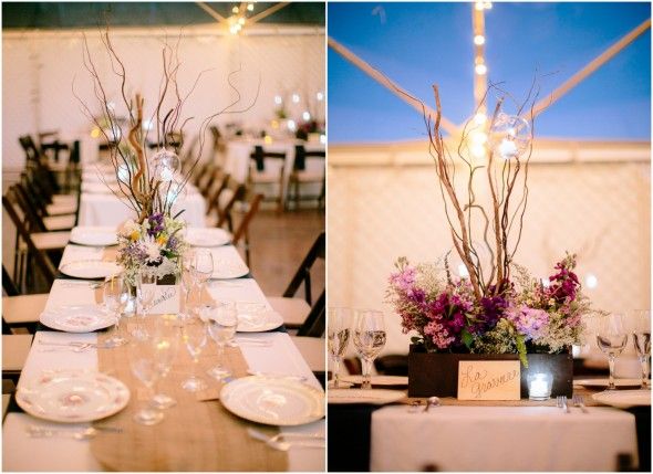 Ranch Wedding Reception Tables and Centerpiece