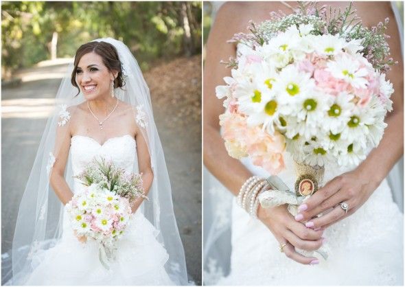 Large Bridal Bouquet with Cameo Brooch