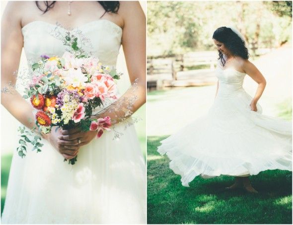 Country Wedding Dress and Bouquet