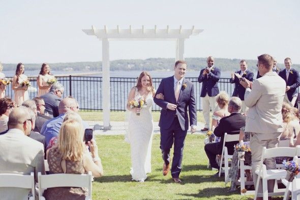Maine Outdoor Wedding Ceremony  with On the Lawn with Ocean Views
