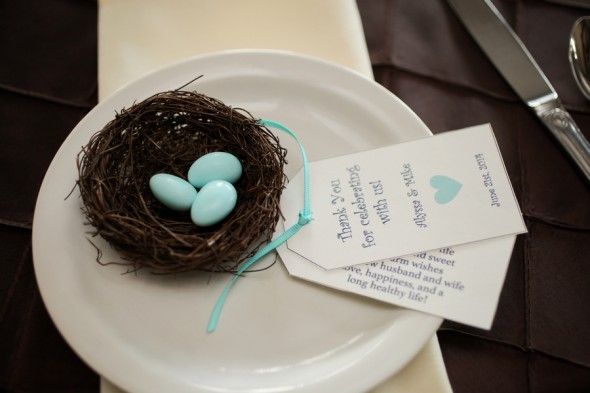 Nest and Almond Eggs on Wedding Reception Tables