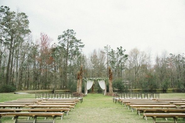 Mantle and Flowers for Outdoor Southern Wedding Ceremony
