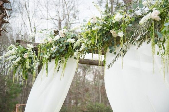 Mantle and Flowers for Outdoor Southern Wedding Ceremony
