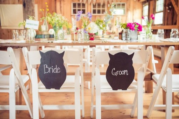 Country Wedding Reception Bride + Groom Table