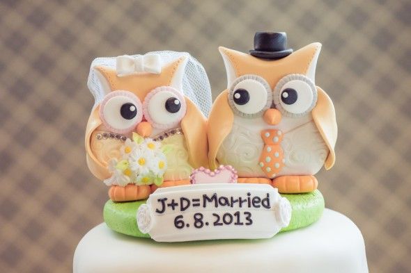 Country Wedding Owl Cake Topper