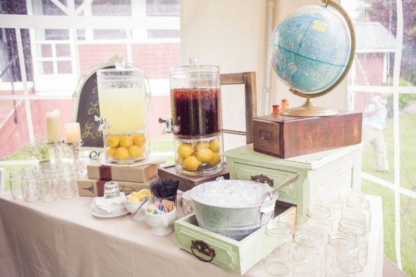 Country Wedding Reception Lemonade Table
