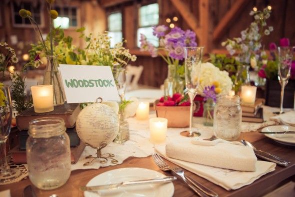 Country Wedding Postcard Table Numbers and Centerpieces