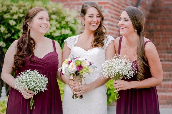Bridesmaids in Burgundy  Dresses