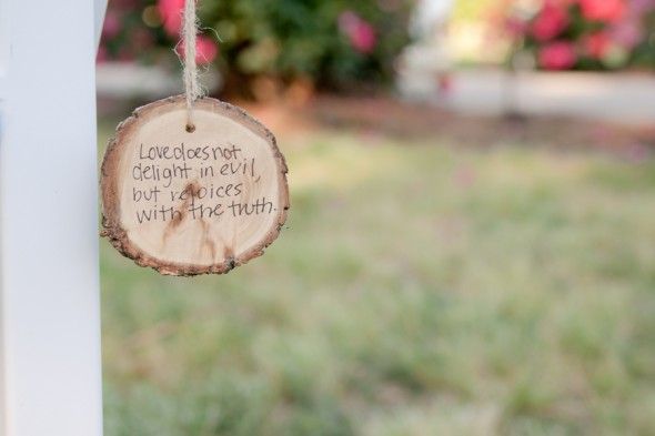 Bible Verse Line the Outdoor Wedding Ceremony Aisle