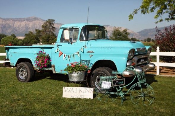 Backyard Wedding Vintage Pickup Truck