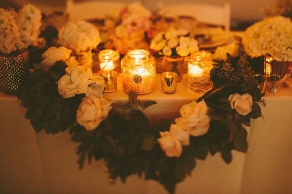 Candles at a rustic chic wedding