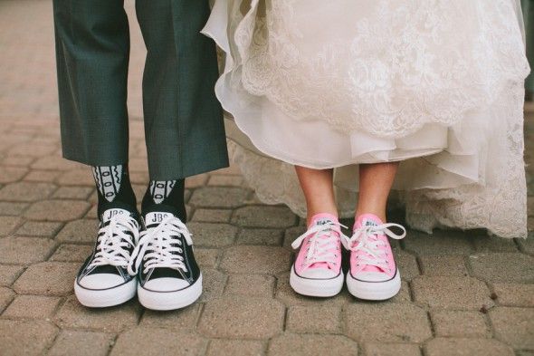 Converse shoes on bride & groom