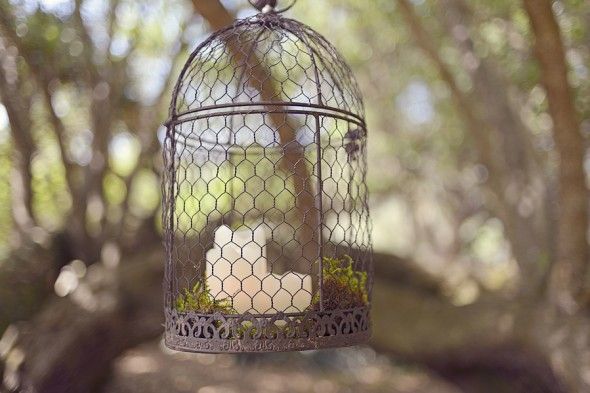 Country Wedding Bird Cage Candle Holder