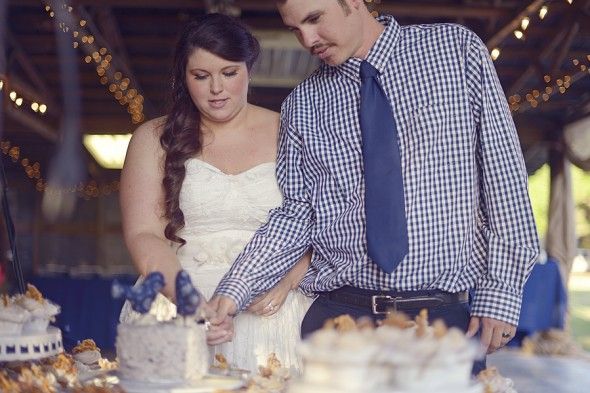 Country Backyard Wedding Cutting the Cake