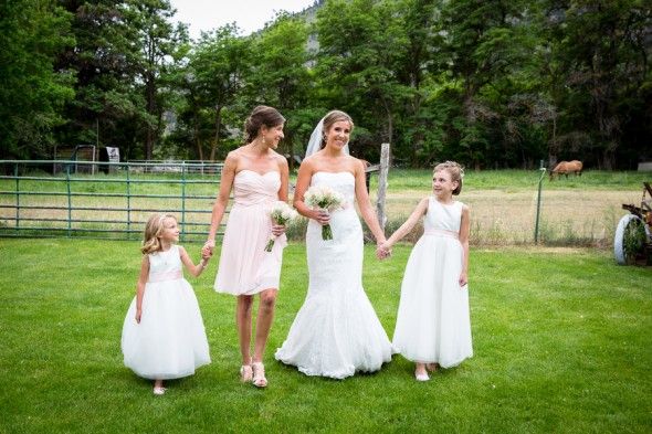 Country Wedding Party in Pink and White