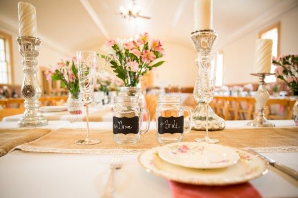 country Wedding Reception Table Setting