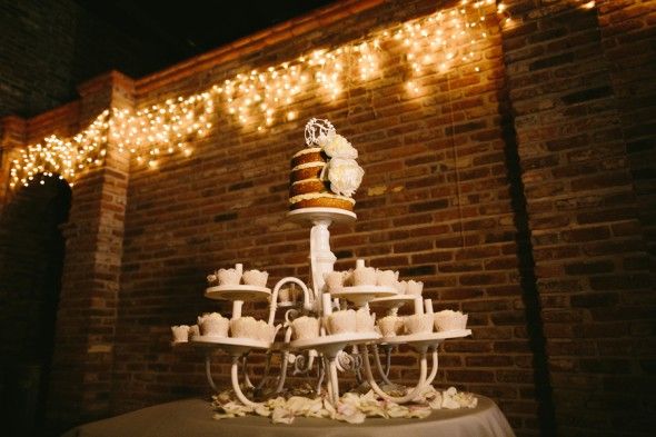 Chandelier Serves as Wedding Cake & Cupcake Holder