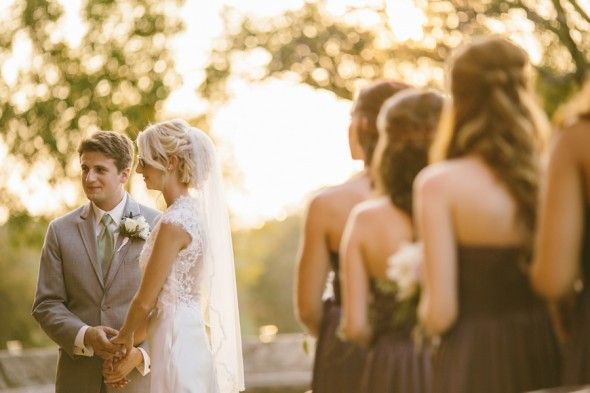 Texas Ranch Wedding Outdoor Ceremony Exchanging Vows