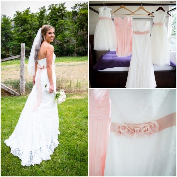 Country Wedding Dress with Pink Sash