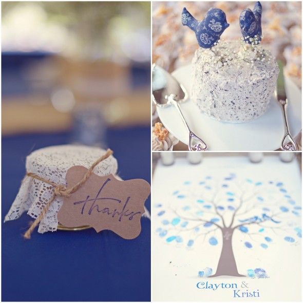 Country Wedding Blue Palette for Favors, Guest Book and Wedding cake