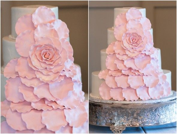 Pink Petals Wedding Cake