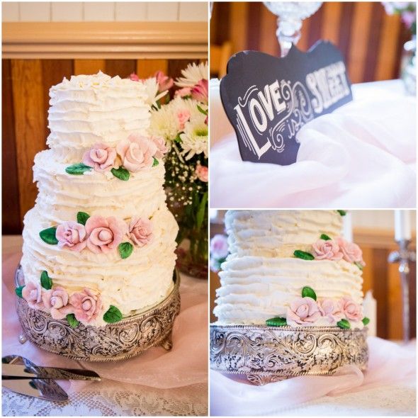 Country Wedding Pink and White Cake
