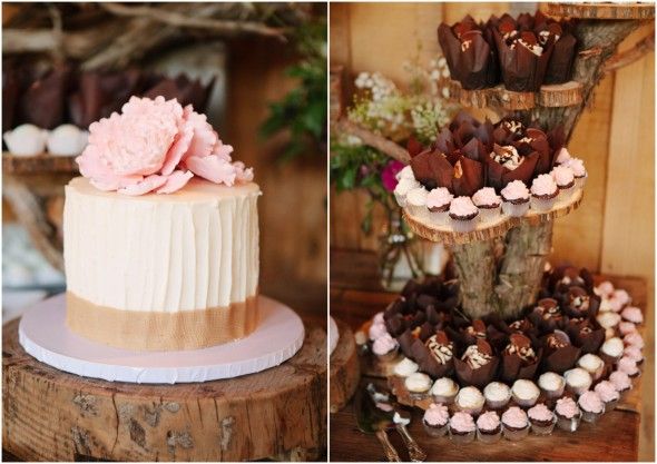 Rustic Wedding cake and Cupcakes