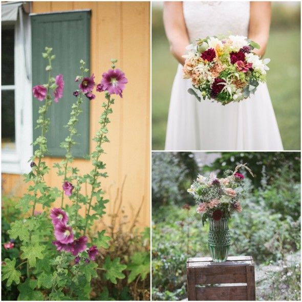 Swedish Countryside Wedding Reception Flowers and Bouquet