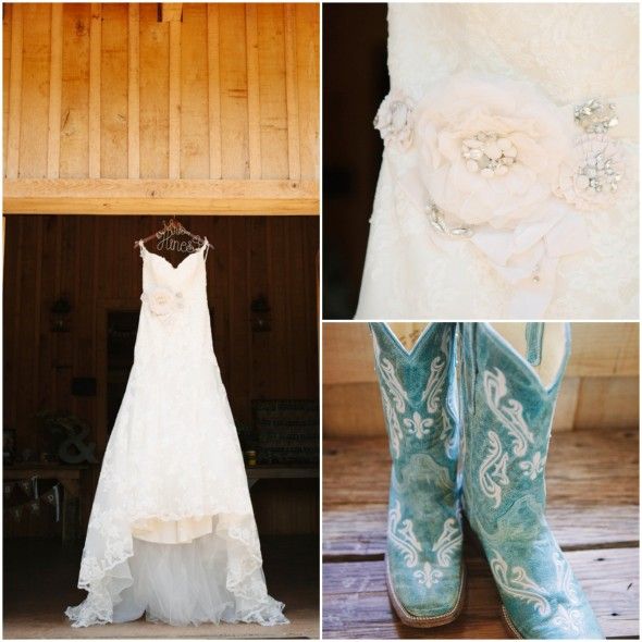Southern Country Wedding Dress and Cowboy Boots