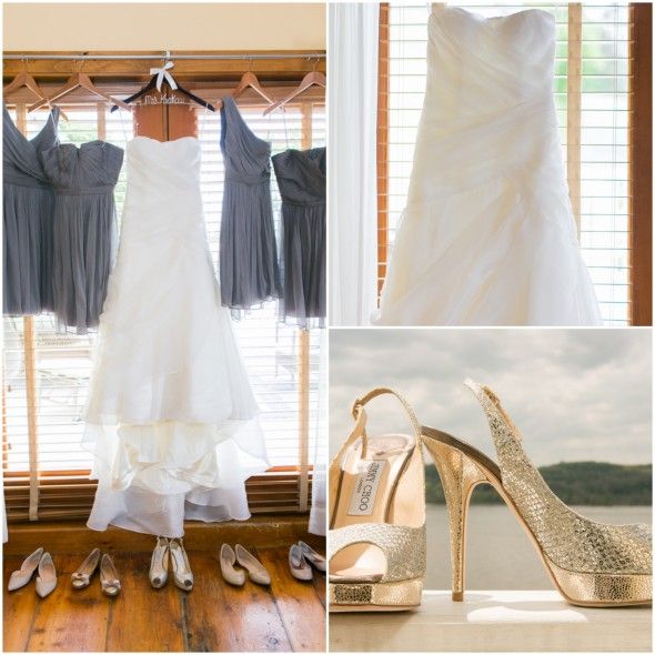 Wedding Dress with Gold Jimmy Choo Shoes