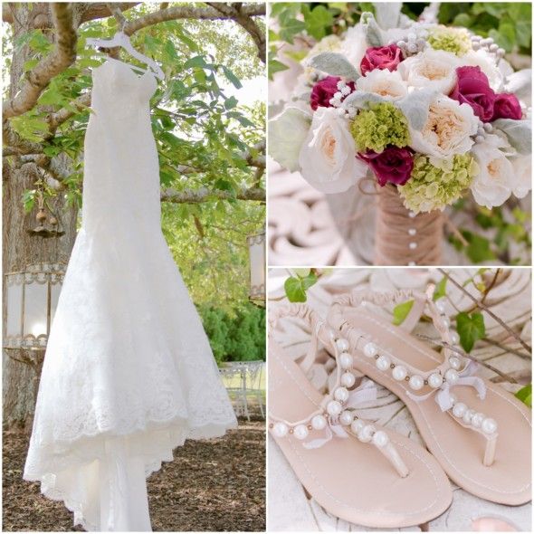Country Wedding Dress and Pearl Sandals