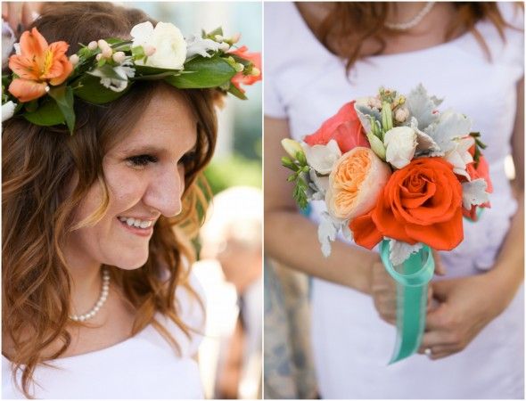 Floral Wedding Crown and Bouquet