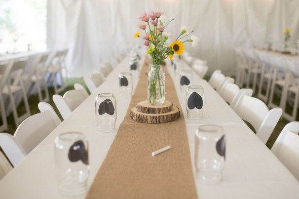 Backyard Wedding Reception Mason Jar Glasses with Chalk for Name