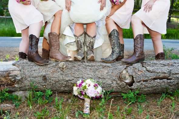 Bride and Bridesmaids in Cowboy Boots