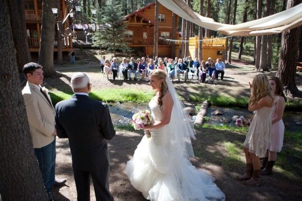 Exchanging Vows at a Rustic Outdoor Wedding